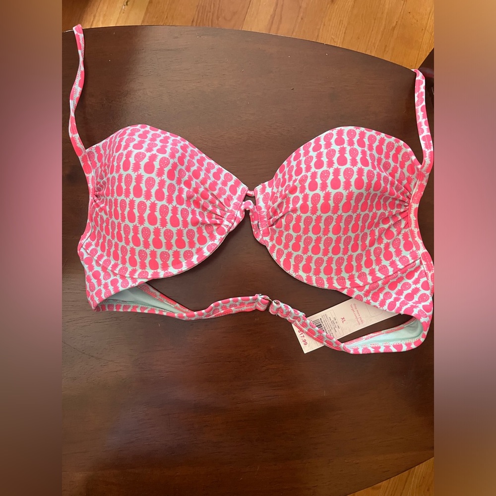 Swimsuit top new with tag! Mint green with hot pink pineapples.